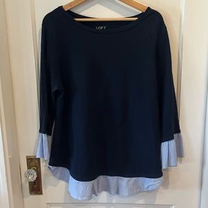 LOFT outlet Navy Blue Long Sleeve Knit Top